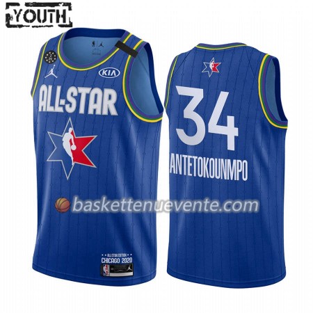 Maillot Basket Milwaukee Bucks Giannis Antetokounmpo 34 2020 All-Star Jordan Brand Bleu Swingman - Enfant